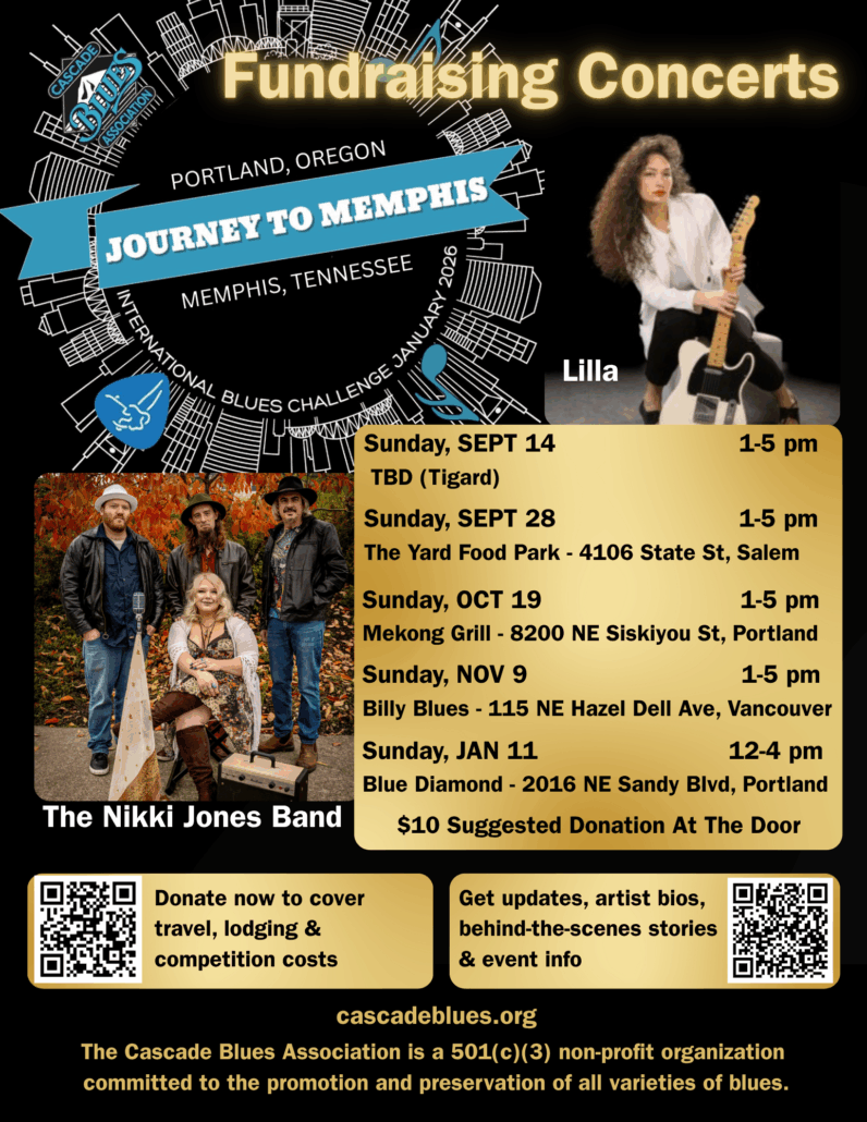 2025 Cascade Blues Association Journey to Memphis Fundraiser Flyer