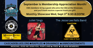 Cascade Blues Association Monthly Showcase at Mekong Grill September 3 2025